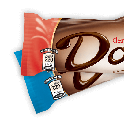 DOVE® Promises Dark Chocolate with front-of-pack nutrition labeling
